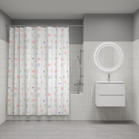 Curtain for the bathroom IDDIS BF01P18I11, 200x180 cm, polyester, color colorful color