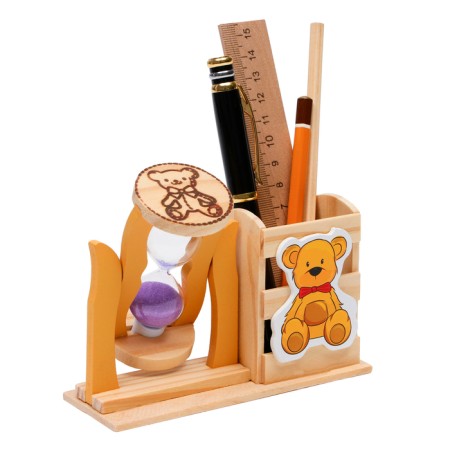Sanding clock "Bear", souvenir, with a pencil, 13.5 x 13.5 x 10 cm, purple-1