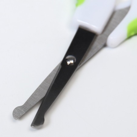 Baby scissors, manicure, with a cap, white/green color-2