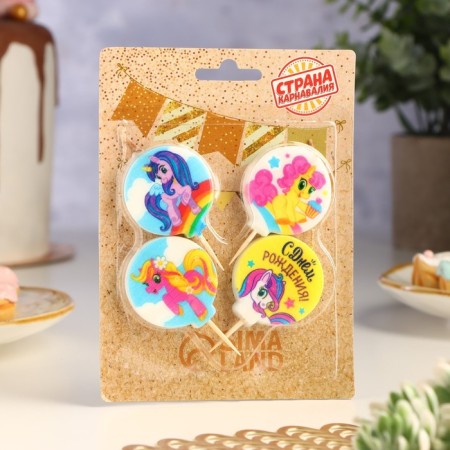 Candles in the pony cake, size 1 candle 4 × 4.4cm, set 4 pcs-1