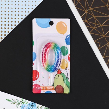 Candle for the cake, number “0”, multi -colored, 5.5 x 8 cm.-4