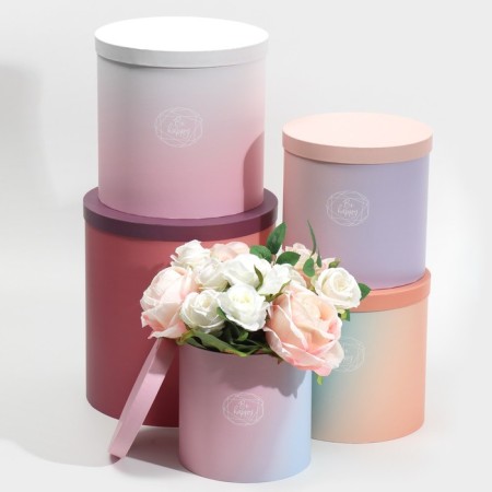 Set of round boxes 5 in 1, gift packaging, Panton 08, 23 x 23 x 25 - 15 x 15 x 15 cm