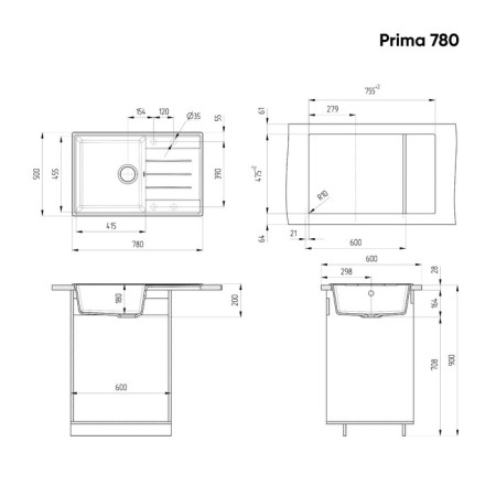 Kitchen Quartz Asset Ulgran Quartz Prima 780, 780x500 mm, color 06 Truffle-2