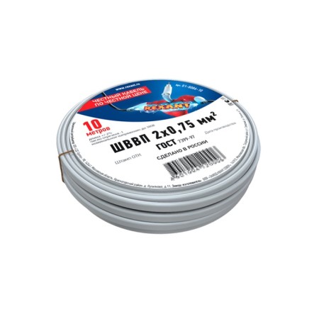 SHVVP wire bay 2x0.75 mm², length 10 meters, GOST 7399-97 Rexant