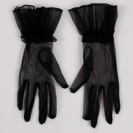 Carnival accessory - transparent gloves with a skirt, black color-3