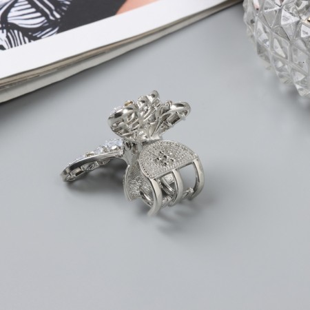 Hair crab "Dorothea" butterfly, 4 cm, silver-1