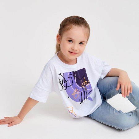 T -shirt Children's Minaku Colors, white/purple color, height 110-9