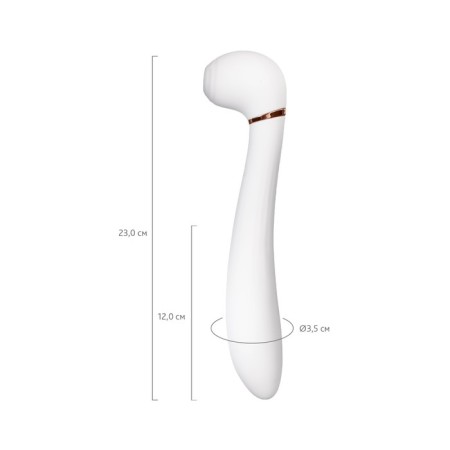 Vibrator with vacuum stimulation Flovetta Jasmine, 23 cm, silicone, white color-6