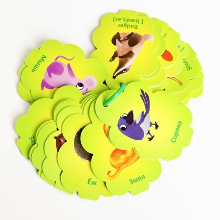 Cards on the ring to learn English “Who lives in the forest?”, 20 cards, ring, 3+-1