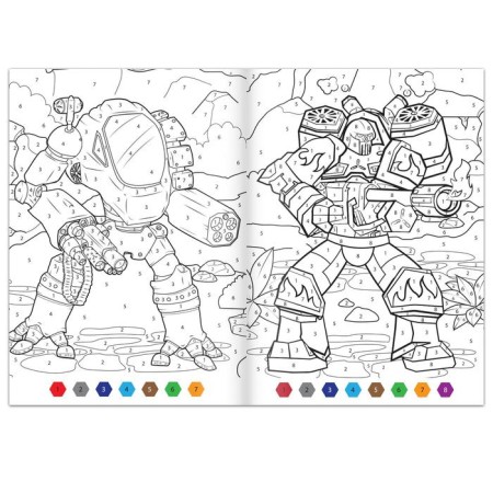 Coloring by numbers "Attack of robots", 16 pp., A4 format-2