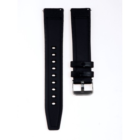 Watch strap with fast-removable hairpins, 20 mm, eco-leather, L-22 cm, black-2