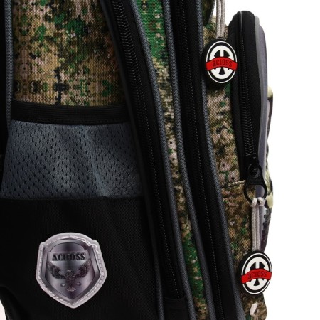 Frame backpack 35 x 28 x 15 cm, Across 178, filling: bag, pencil case, camouflage ACR22-178-4-14