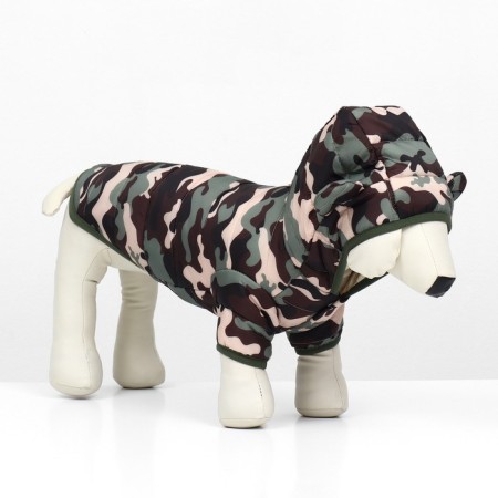 Dog Jacket "Fighter" with a hood, size XS (DS 20, OG 28 cm), camouflage-2