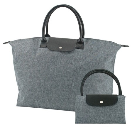 Household bag VX002-05311, gray color, textiles with genuine leather inserts, 58x17x32 cm