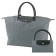 Household bag VX002-05311, gray color, textiles with genuine leather inserts, 58x17x32 cm