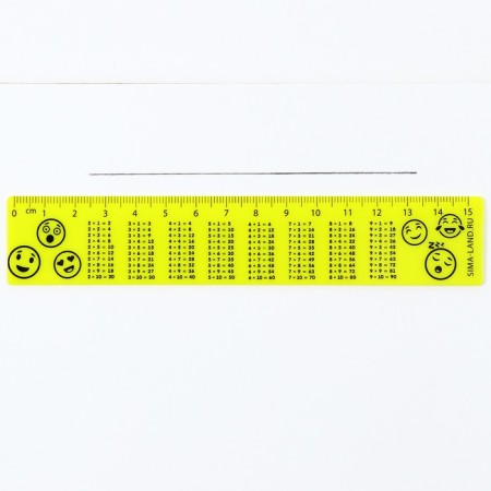 Plastic line 15 cm "Emoji", with a multiplication table, neon case-1