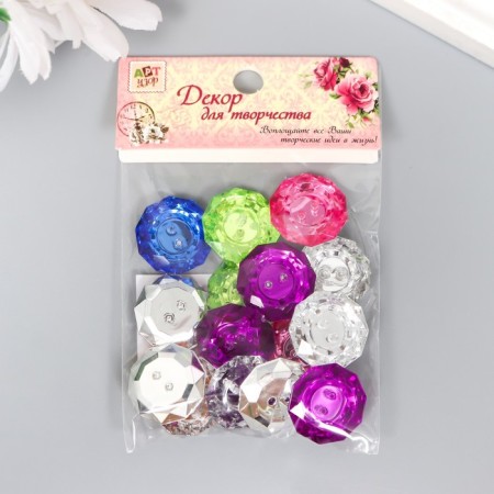 Buttons plastic for creativity 2 punctures "Kant Rhin" set 15 pcs Mix d = 1.8 cm-3