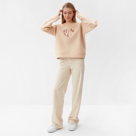 Female sweatshirt Minaku: Velvet Collection Milk color, size 52-1