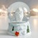 Souvenir Polystone Water Ball "White Bear with a gift" White with silver 7x6.7x8.8 cm