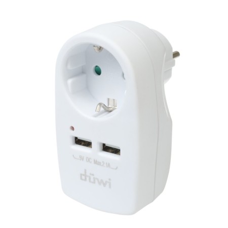 Adapter 1 Nest + 2 USB port on the European fork s/h 16a 230v 3680W ip20 white 27418 6,-1