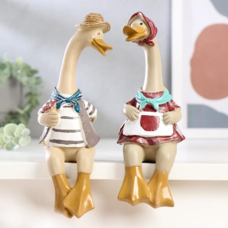 Suvenir Polystone "Goose with a goose" set 2 pcs 23x10x6.5 cm