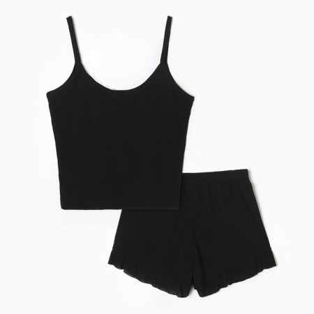 Female pajamas (top/shorts), black color, size 48-6
