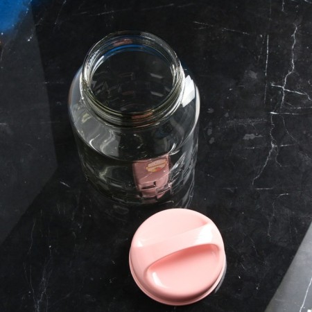 Bank for bulk products "Universal", glass, pink cover, 3.3 l, Iran-1