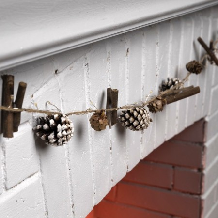 Garland “thread” 1.5 m dews with nozzles “snowy cones”, IP20, silver thread, 30 LED, glow warm white, CR2032x2-1