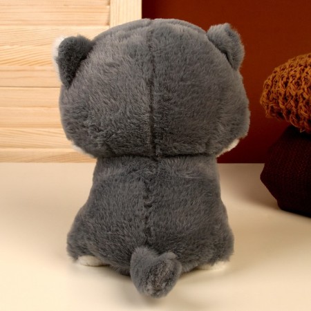 Soft toy "cat", size 21 cm, gray color-2