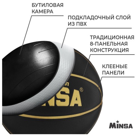 Basketball ball minsa, PU, ​​size 7, 600 g-2
