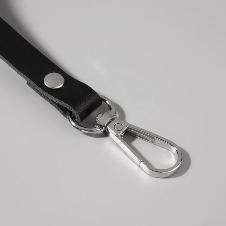 Pen for a bag made of genuine leather, with carbines, 30 ± 2 cm × 1.2 cm, black/silver color-2