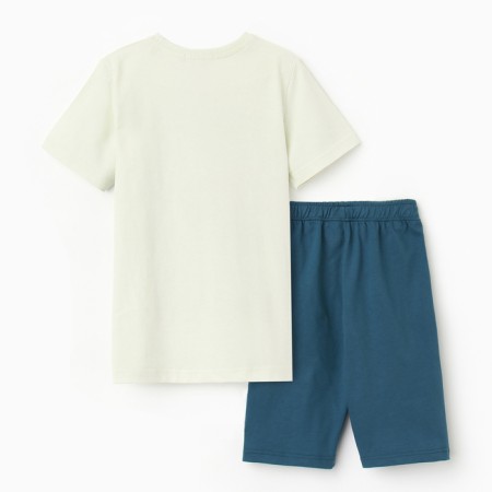 A set for a boy (T -shirt, shorts), ivory color/sea wave, height 104-4