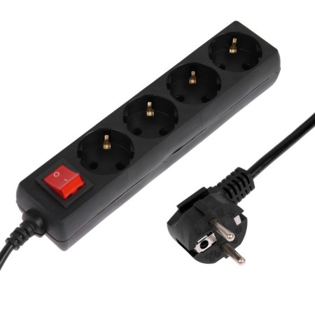 Network filter 5Bites SP4B-218 4S, 4 sockets, 1.8 m, 10 A, 3x0.75 mm2, with off., Black