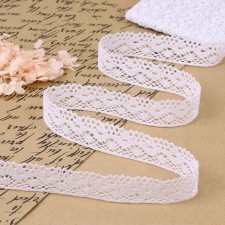 Knitted lace, 28 mm × 10 ± 1 m, white color