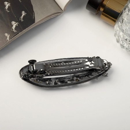 Hair clip for hair "Grace" branches oval shine, 8 cm, silver-1