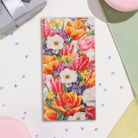 Money envelope "Universal" embossing, flowers, 16.5x8.5 cm-1
