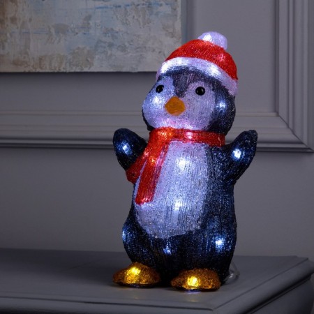 Figure Acryl. "Penguin" 30 cm, 40 LED, 220V, white glow