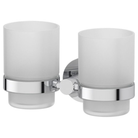 Holder with two glasses, matte glass, chrome, artwelle