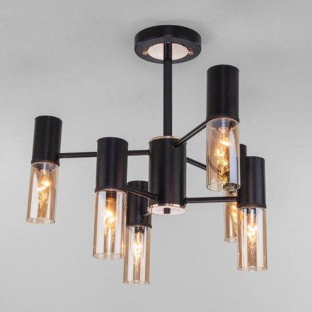 Tesoro chandelier, 6x40W E14, black color, gold-2