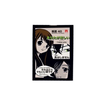 Notepad A7, 40 sheets in a cage on Manga Anime clip, cardboard cover, block 55 g/m2, mix-3
