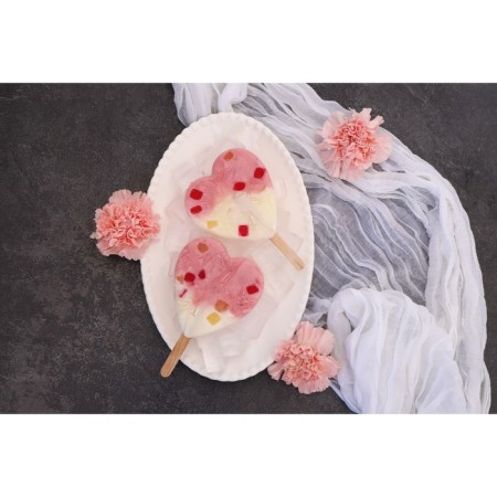 Ice Cream Form "heart", silicone, 19.5 × 14 × 2.5 cm, 2 cells (8.4 × 9 cm), color mix-7