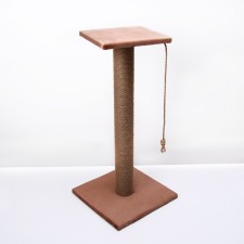Clawing with a high and thick column and site, jute, 40 x 40 x 84 cm, mix of flowers