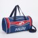Sports bag, 3 parts on zippers, external pocket, blue/red color