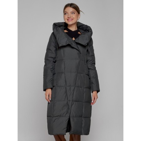 Coat insulated winter female, size 44, dark gray color-3