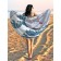 Pareo and beach rug "Cat on the Wave", d = 150 cm