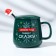 Ceramic mug with a spoon of "love in the new year", 350 ml, green color