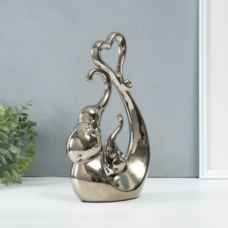 Souvenir Ceramics "Elephants with the heart. Abstraction" Silver 8.5x18.5x29.3cm-1