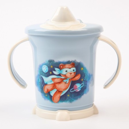 Pilot nursery with soft nose, 270 ml., With handles, color light blue, MIX drawing-2