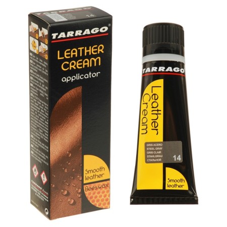 Shoe cream Tarrago Leather Cream 014, steel color, a tube with a sponge, 75 ml