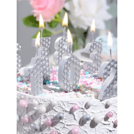 Candle in the cake on the skewer "honeycomb", the number is 7, 7 cm, silver-5